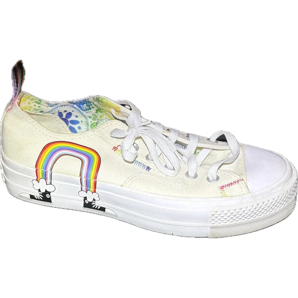 Converse Chuck Taylor All Star Lift Pride Rainbow Platform Sneakers A02264C 9.5 - Picture 6 of 13